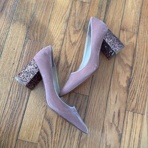 Women's Marc Fisher Zack Velvet & Glitter Pink Block Heel Pumps 7